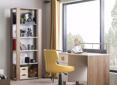 Children's Desk Bookshelf Wood Brown Set 3-piece Armchair